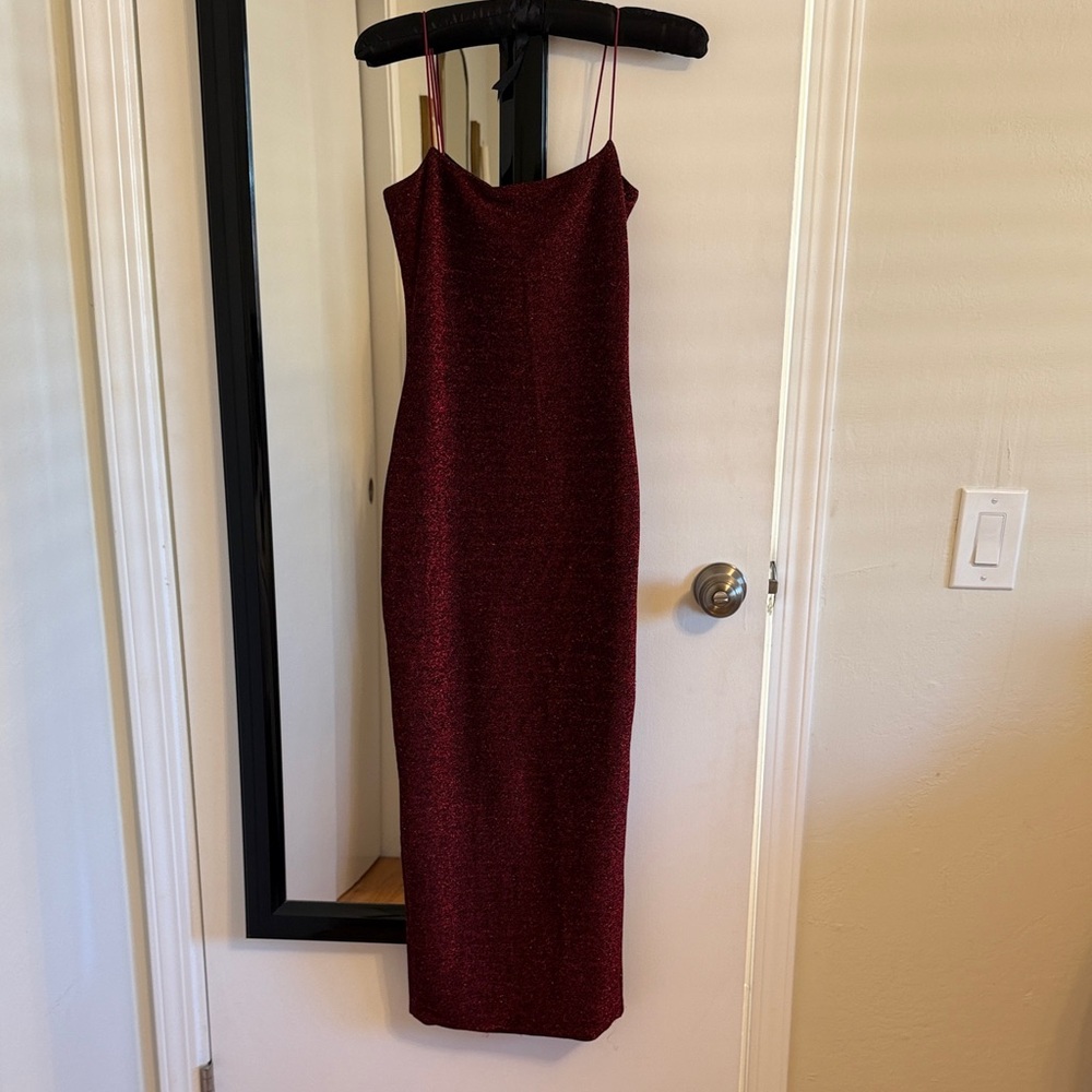 NWT Sparkling Burgundy Spaghetti Strap Dress